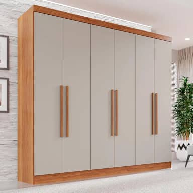 Guarda-roupa Casal 6 Portas 2 Gavetas França Cinamomo/Off-White