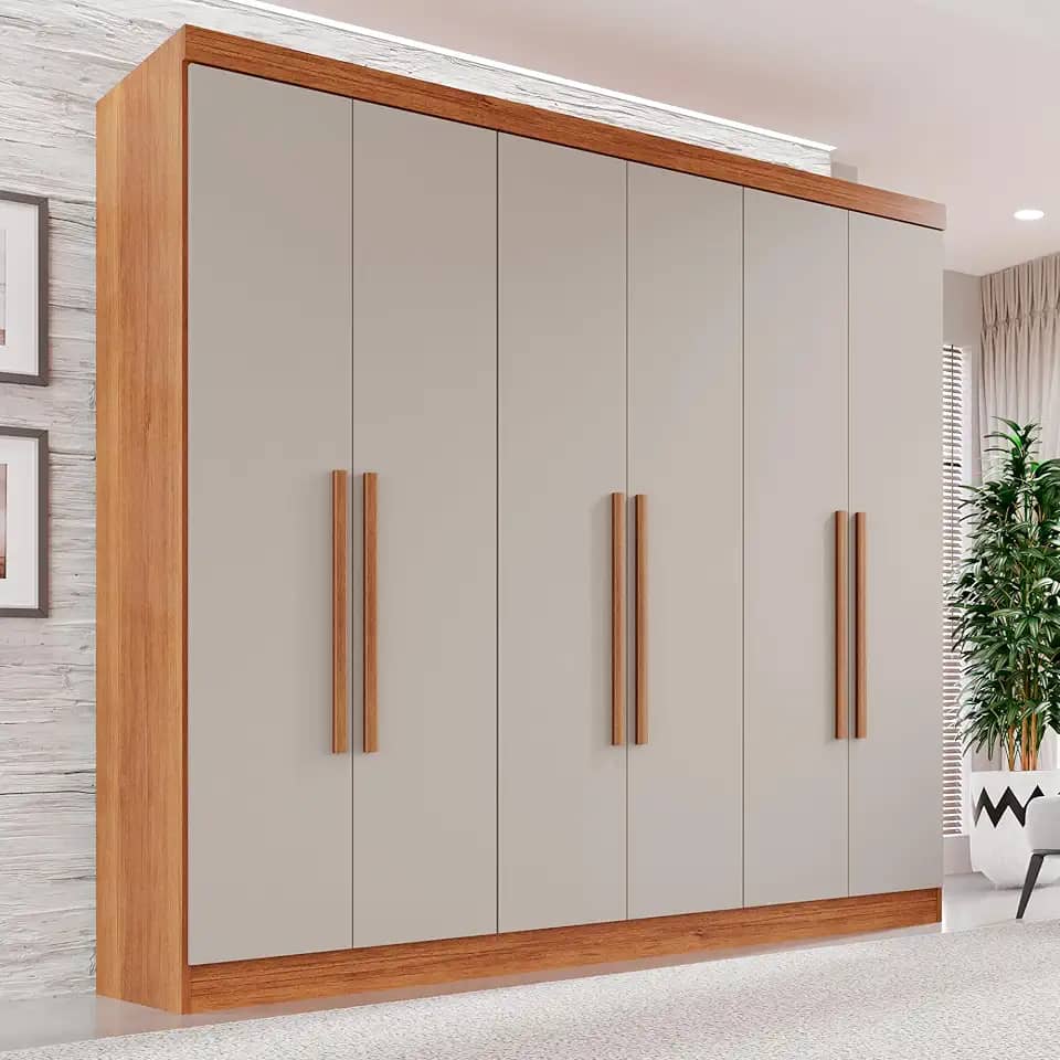 Guarda-roupa Casal 6 Portas 2 Gavetas França Cinamomo/Off-White