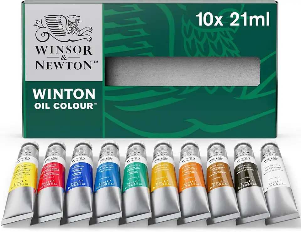 Winsor & Newton Tinta colorida a óleo Winton, conjunto básico, tubos de 10 x 21 ml