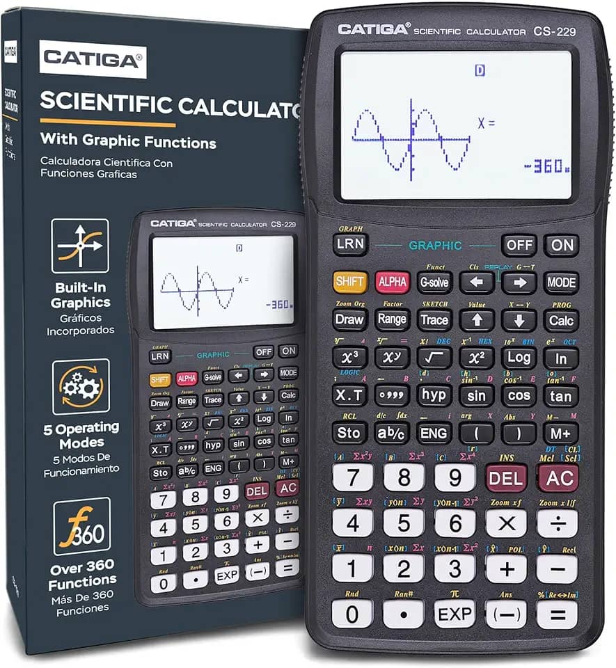 CATIGA Calculadora científica CS229 com funções gráficas, vários modos com interface de usuário intuitiva para iniciantes e cursos avançados