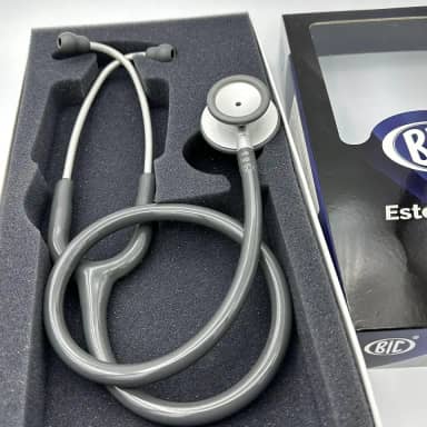 Estetoscópio Duplo Efficace Profissional BIC Adulto e Pediátrico Cinza - Ideal enfermagem e estudantes