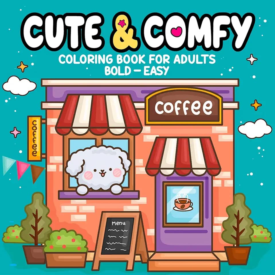 Cute & Comfy Coloring Book for Adults - Bold Easy - Livro de Colorir Adulto