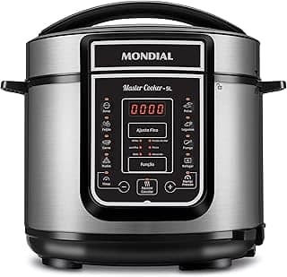 Panela de Pressão Elétrica Digital 5L, Mondial, Preto/Inox, 900W, 110V - PE-38