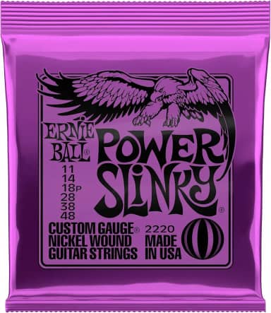 Cordas para guitarra elétrica Ernie Ball Power Slinky Nickel Wound, calibre 11-48