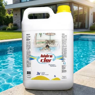 FLOCULANTE E CLARIFICANTE HIDROCLOR 5L para Piscina, Tratamento de Água, Tripla Ação, Concentração 32%, Líquido
