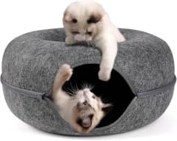 Cama túnel Para Gatos, ambientes internos, túnel de donut rosquinha, caverna de gato - Brinquedo Divertido de Tubo em Feltro