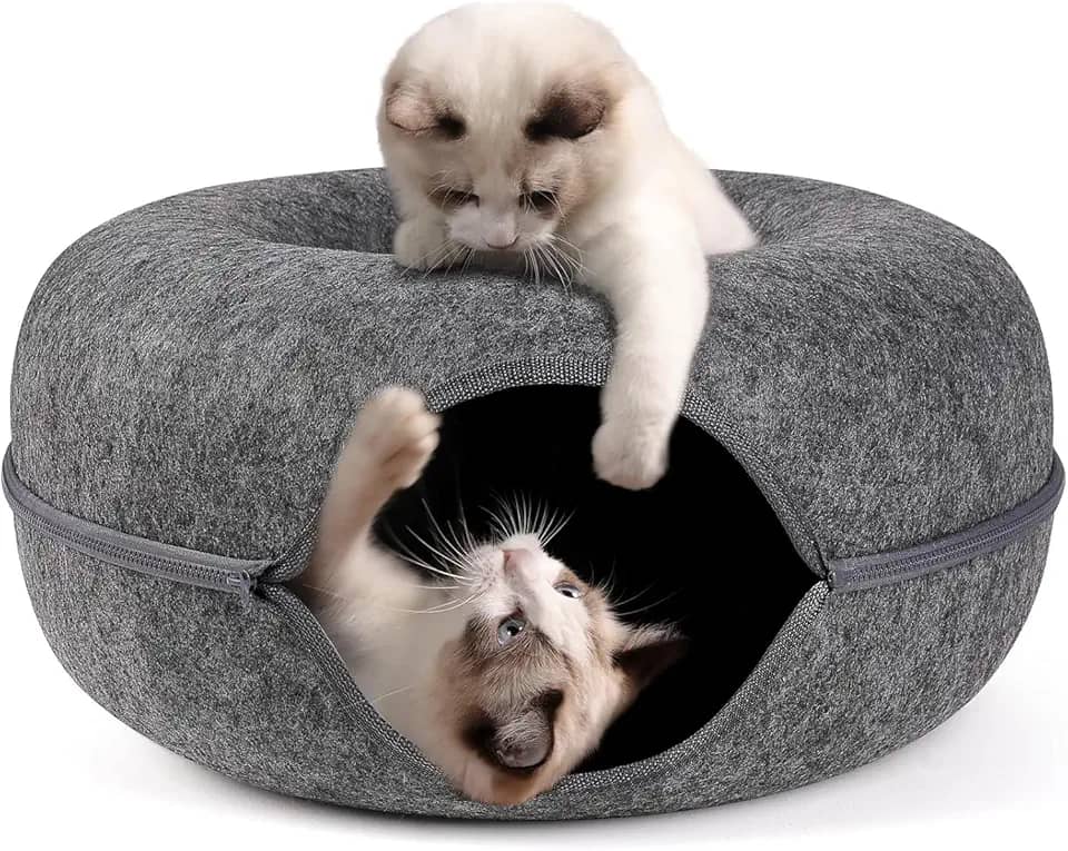 Cama túnel Para Gatos, ambientes internos, túnel de donut rosquinha, caverna de gato - Brinquedo Divertido de Tubo em Feltro