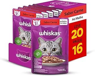 Pack Ração Úmida Whiskas Sachê Carne ao Molho para Gatos Adultos - Leve 20 Pague 16