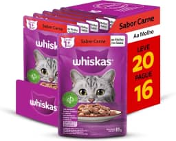Pack Ração Úmida Whiskas Sachê Carne ao Molho para Gatos Adultos - Leve 20 Pague 16