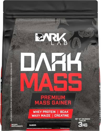 Hipercalórico Dark Mass Dark Lab, 3kg, Baunilha, Ganho de Massa