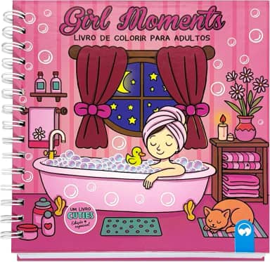Cuties Edição Especial de Luxo - Girl Moments: Livro de Colorir para Adultos com Capa dura, Ilustrações de Momentos de Garotas e Lâmina de Acetato