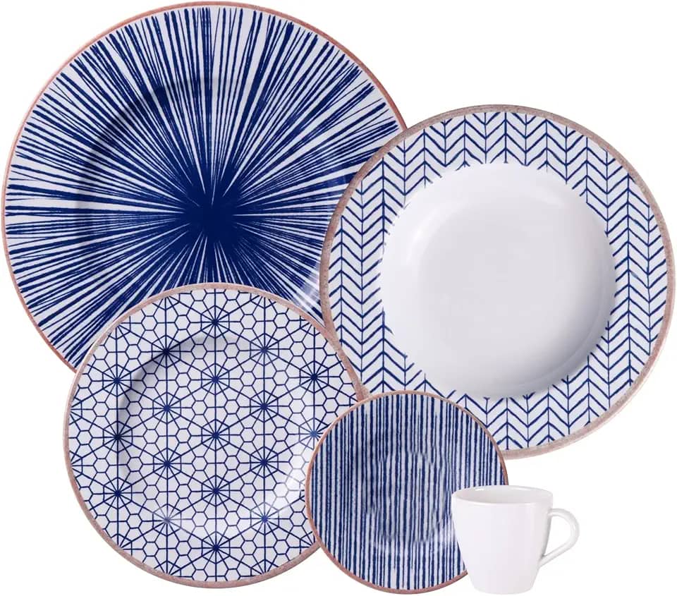 Aparelho de Jantar Tramontina Abstratta em Porcelana Decorada 20 Peças