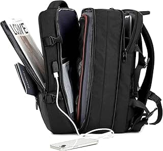 IceSelect Mochila de Viagem Expansivel Grande Masculina Feminina,Mochila Avião para Notebook 17,Executiva,Antifurto,Reforçada,USB,Impermeável,Escolar,Faculdade,Trabalho,Presente