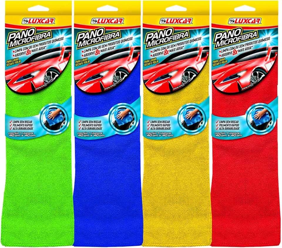 Pano Multiuso Microfibra Luxcar 40 Cm X 40 Cm, Sortido
