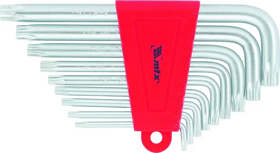 MTX Jogo de Chaves Hexagonais Torx Curtas com Acabamento Acetinado, Kit de Chaves Torx Resistentes
