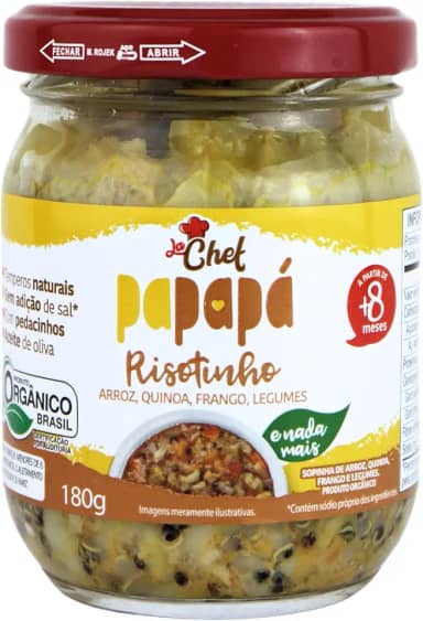 Papapá, Risotinho infantil, Orgânico, La Chef, Sabor Arroz, Quinoa, Frango & Legumes, 180g, Marrom