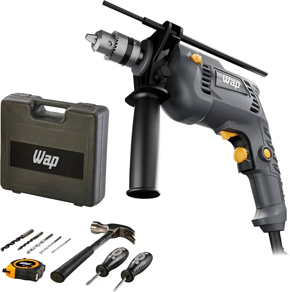 WAP Parafusadeira e Furadeira de Impacto 3/8' WF-700K10, com 11 Acessórios e Maleta, Controle de Velocidade, 700W 127V