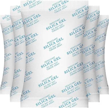 Sílica Gel Dessecante Desumidificador, 20 Sachês de 100g, Branco, para Controle de Umidade em Ambientes Fechados, Guarda-roupas e Gavetas, Sistema Passivo, Anti-Mofo