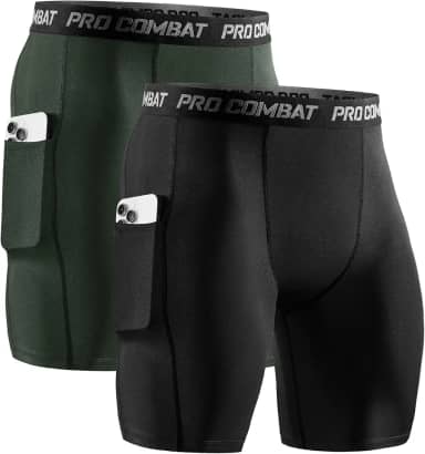 Shorts de compressão esportivos masculinos Niksa com bolso, de elastano, atléticos, para corrida, roupa íntima de desempenho para treino, pacotes de 2 ou 4