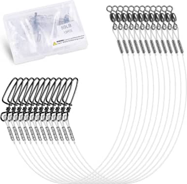 OROOTL Líderes de pesca de fluorocarbono, 12/48 peças Linha líder de fluorocarbono com kit de encaixe giratório Líderes de linha de pesca de fluorocarbono invisível para água salgada água doce 9 kg