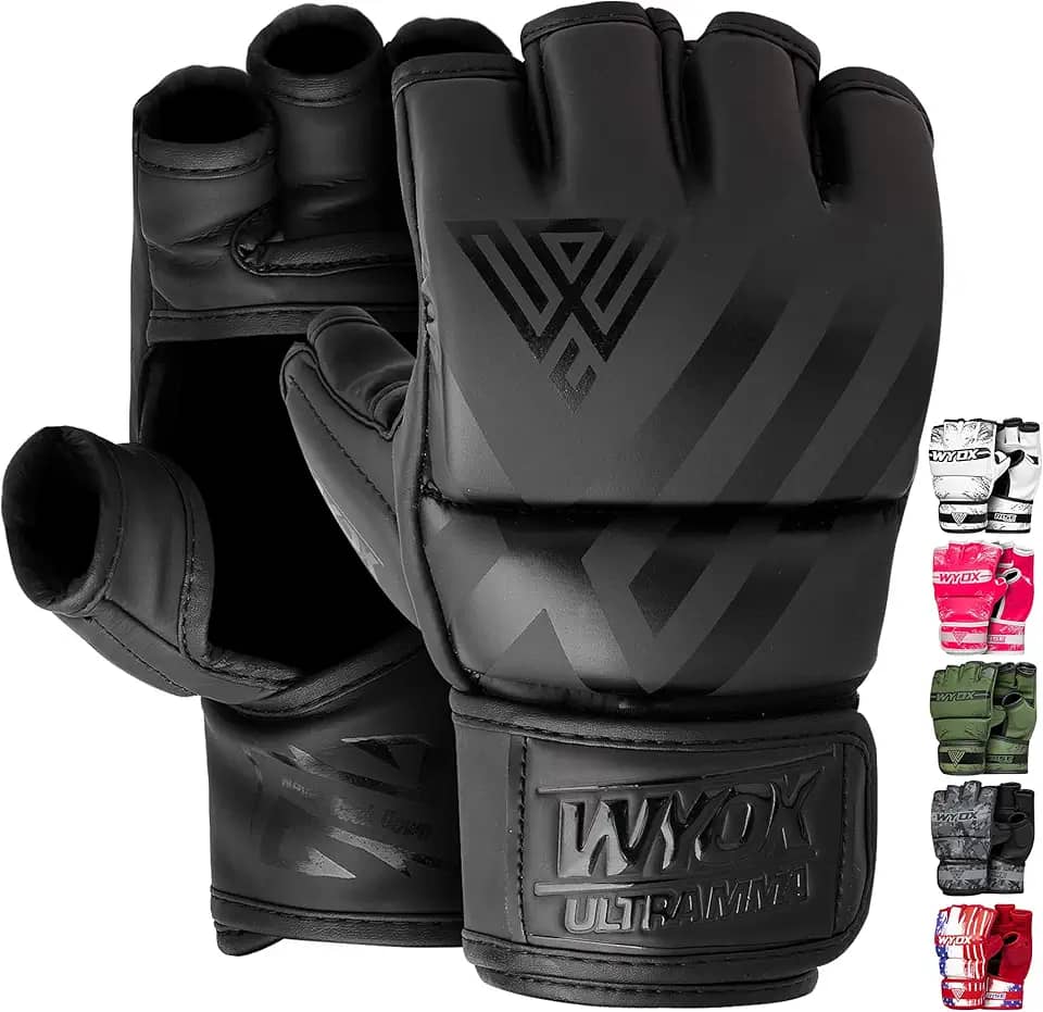 Luvas WYOX MMA para homens e mulheres – Luvas de boxe e luta com design de palma aberta, luvas de treinamento acolchoadas para kickboxing, muay thai, treinos para jovens e saco de pancadas