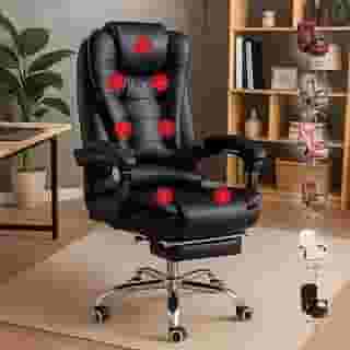 Cadeira Escritório Presidente 7 Pontos de Massagem Ergonômica Giratória (Preto)