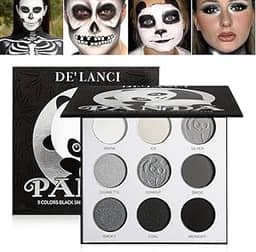 Afflano Paleta de sombras cinza DL cinza preto branco prata, sombra esfumaçada misturável para SFX Skull Gótico Look Halloween paleta de maquiagem, palete de sombra escura de longa duração - Panda