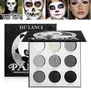 Afflano Paleta de sombras cinza DL cinza preto branco prata, sombra esfumaçada misturável para SFX Skull Gótico Look Halloween paleta de maquiagem, palete de sombra escura de longa duração - Panda