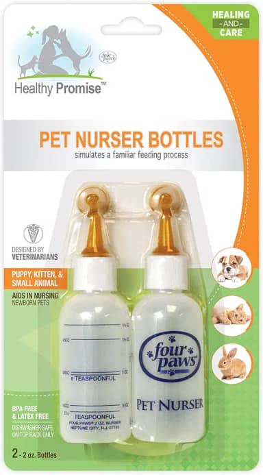 Four Paws Mamadeira de amamentação para animais de estimação para gatinhos e filhotes, 60 ml.