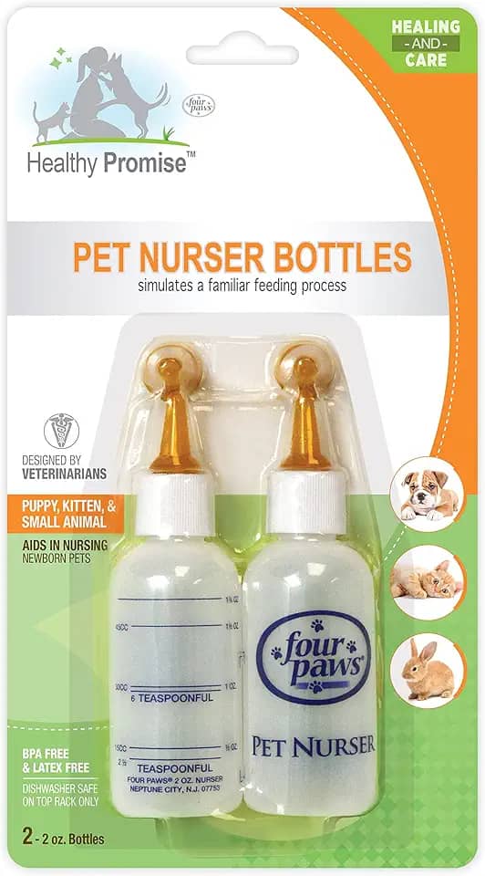Four Paws Mamadeira de amamentação para animais de estimação para gatinhos e filhotes, 60 ml.
