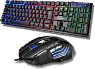 Combo Kit Teclado e Mouse Gamer MTS iluminado com LED Rainbow, Mouse Gamer 3200 DPI Ajustável, Multimídia, Teclado 104 Teclas, ABNT-2, USB Plug & Play – PC, Notebook e Setup