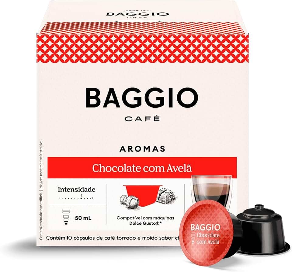 Baggio Café Cápsulas De Café Aroma Chocolate Com Avelã Compatível Com Máquinas Dolce Gusto Contém 10 Cápsulas