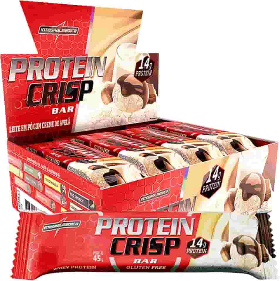 Integralmedica - Barra de Proteína Whey Protein Crisp Bar Creme de Avelã - Snack Proteíco - Pré e Pós-Treino - Display com 12 Unidades