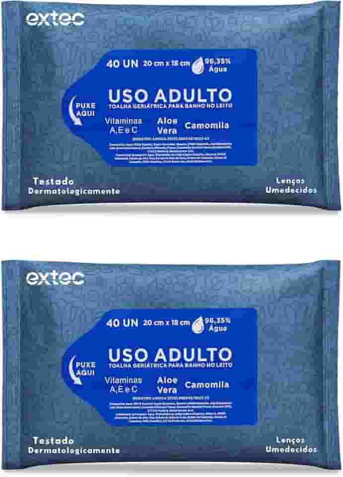 80Un Lenço Umedecido Geriatrico 30x13cm Banho Leito Uso Adulto Higiene Corporal