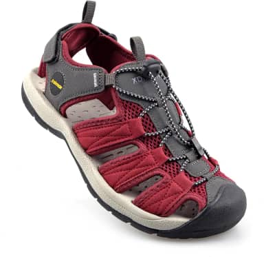 Sandálias femininas de caminhada com bico fechado para esportes ao ar livre vermelho feminino cadarço sapatos aquáticos tamanho 7-10,5