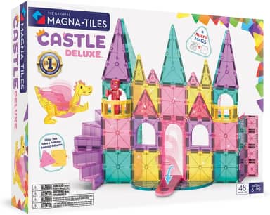 MAGNA-TILES Castle DLX 48-Piece Magnetic Construction Set, The Original Magnetic Building Brand