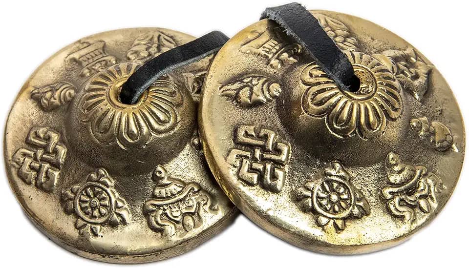Tingsha Cymbals Bells - Fácil de tocar - Meditação Mindfulness Chime para Chakra Cura Som Banho Presentes espirituais Artesanais Tibetano pelo Himalaia Bazaar