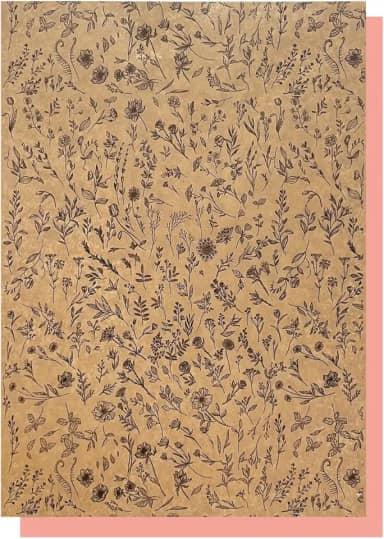 Folhas Seda Kraft Estampa Floral Premium 25x35cm com 100 Presentes e Embalagens Criativas com Toque Sofisticado Eco Box (Preto)