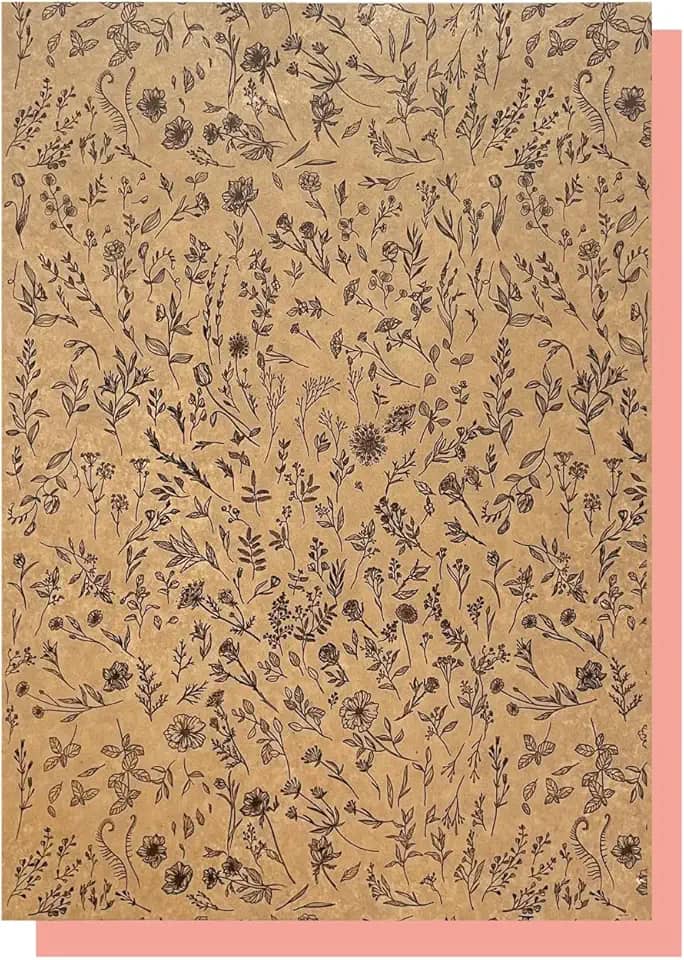 Folhas Seda Kraft Estampa Floral Premium 25x35cm com 100 Presentes e Embalagens Criativas com Toque Sofisticado Eco Box (Preto)