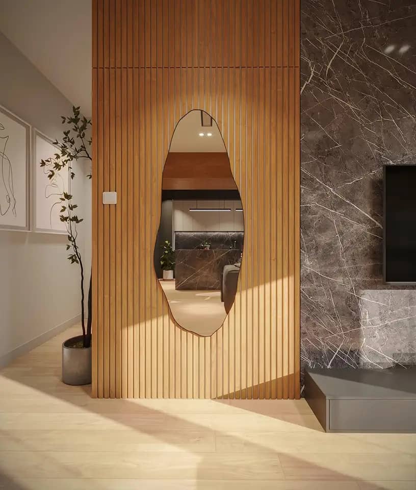 Espelho Decorativo Orgânico Grande 115x60 De Parede Quarto Sala Banheiro