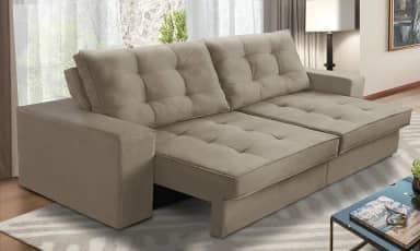 Sofá Retrátil e Reclinável 2 lugares 1,50m com Molas Marcela Suede Cappuccino Adonai Estofados