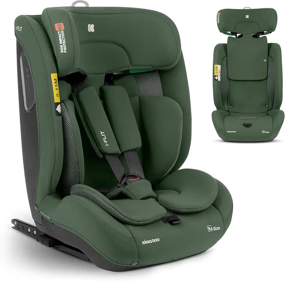 KikkaBoo Cadeira de carro i-Size i-FLIT, 76-150 cm, cadeira de carro grupo 1 2 3 ISOFIX, de 15 meses a 12 anos, de 9 a 36 kg, Top Tether, Side Protect Sistema SPS, 12 posições repousões. Acabamentos