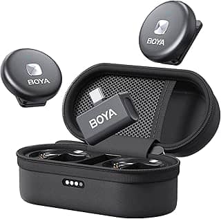 Microfone de lapela sem fio BOYA Omic-U para telefone Android tipo C, cancelamento de ruído, bateria de 5 horas, estojo de carregamento Zíper, Microfone de lapela sem fio USB-C