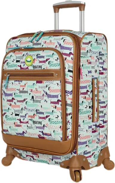 Mala feminina com estampa de design expansível com rodinhas giratórias