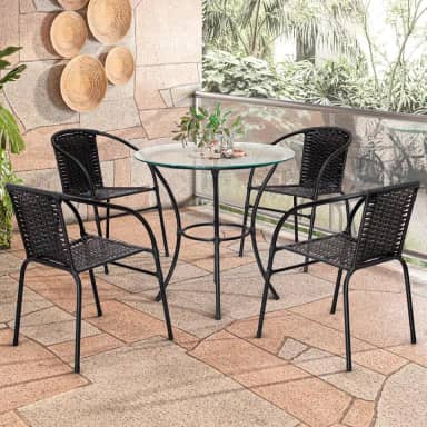 Acesse Móveis - Jogo de Mesa 4 Cadeiras Happy Hour para Área Externa em Aço e Fibra Sintética