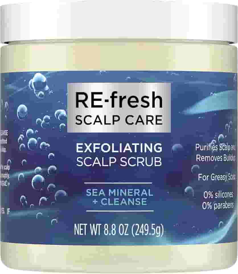 RE-fresh Esfoliante para o couro cabeludo – Esfoliante para o couro cabeludo – Mineral marinho + Cleanse (250 ml)