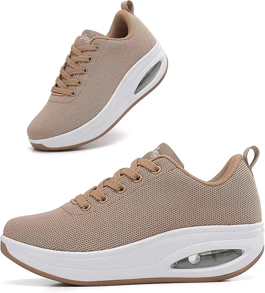 Tênis feminino confortável | Sapatos para mulheres viajando | 5 cm Air Cushion Rocker Bottom