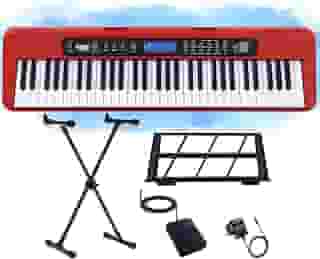 Kit Teclado Musical Estudante Kobe KB-300 5/8 61 Teclas Sensitivas ao Toque com Pedal Sustain e Suporte em X