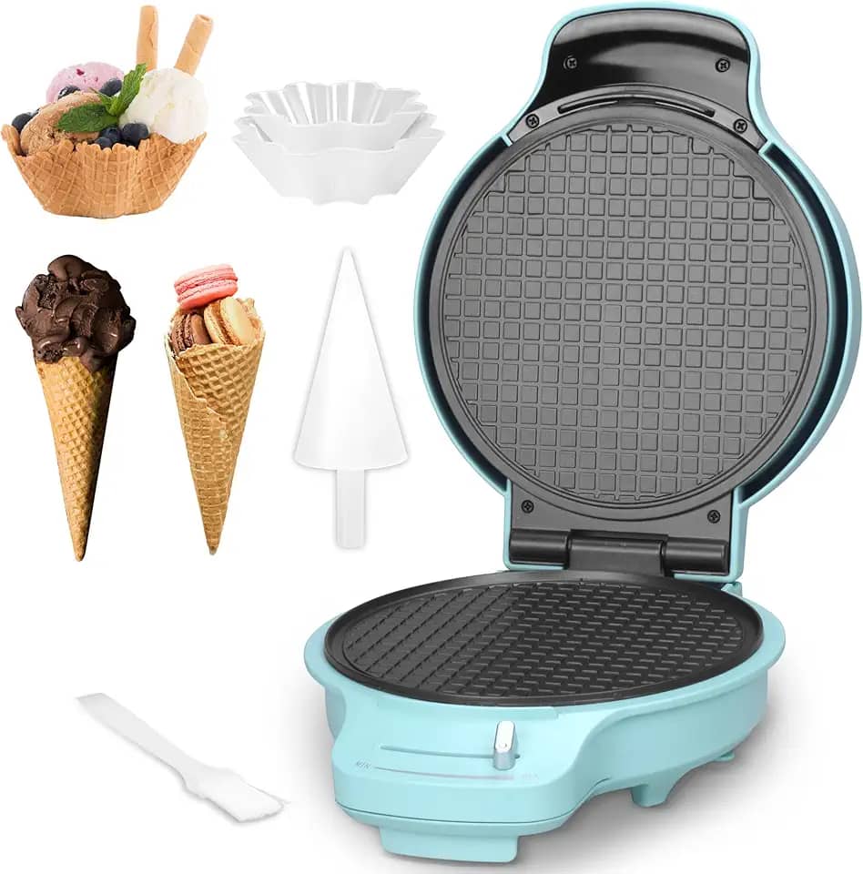 Máquina De Fazer Casquinha De Waffle Com Controle De Escurecimento, Máquina De Fazer Tigelas De Waffle Antiaderentes, Máquina De Fazer Casquinha De Sorvete De 7,5", Máquina De Fazer