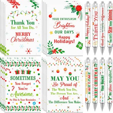 HOWAF 16 conjuntos de presentes de Natal para colegas de trabalho, cadernos inspiradores e canetas de Natal para presentes de agradecimento dos funcionários, para equipe de professores, blocos de